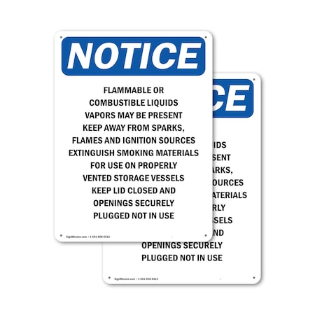 Signmission Flammable Or Combustible Liquids OSHA Notice Sign, Aluminum, 10in W x 14in L, 2PK OS-2PACK-NS-A-1014-V-12775